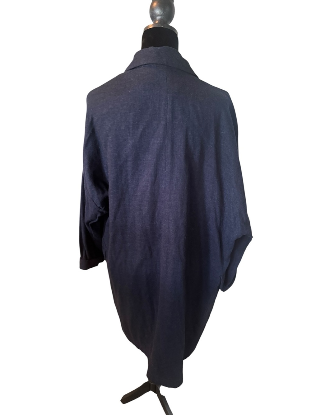 Zara Women's Navy Long Linen Like Blazer NWT - Picture 4 of 6